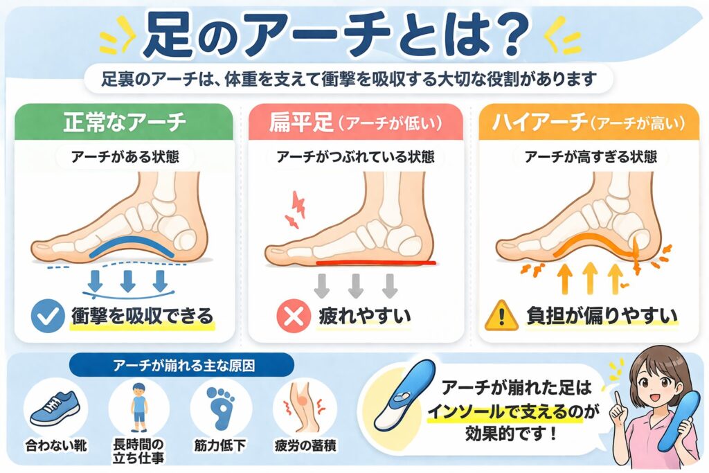 足のアーチの説明を視覚的に訴える内容の画像